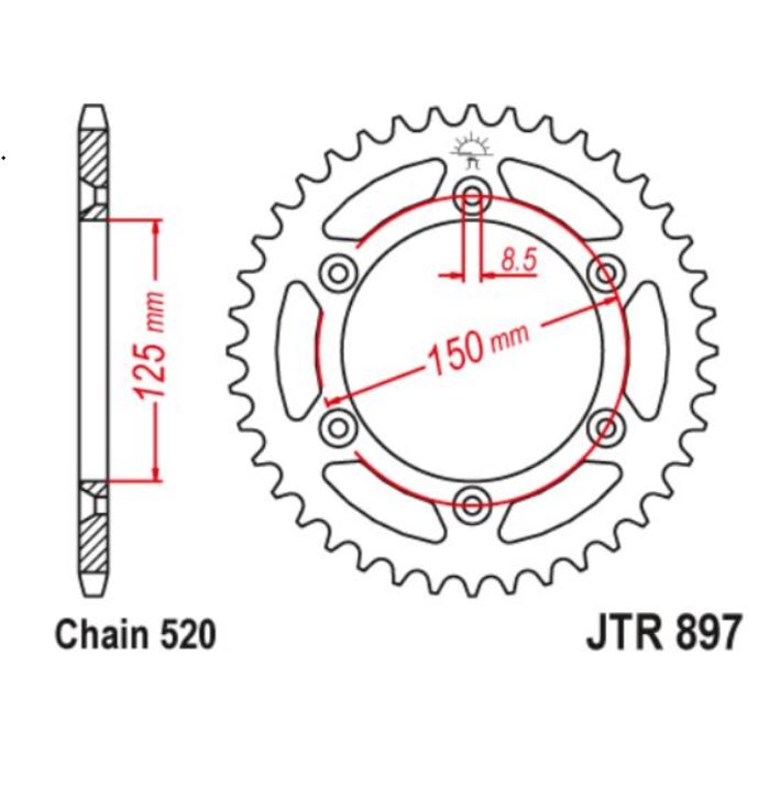 JT Sprocket Rear JTR897 Steel 42T