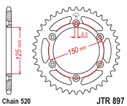 JT Sprocket Rear JTR897 Steel 50T