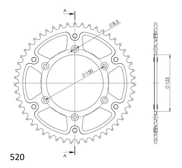 Supersprox Stealth Rear Sprocket 50T Black KTM|HSQ  125-701cc