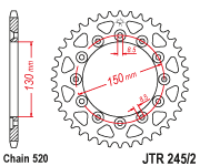 JT Sprocket Rear JTR245/2 52T