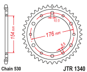 JT Sprocket Rear JTR1340 43T