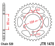 JT Sprocket Rear JTR1478 38T