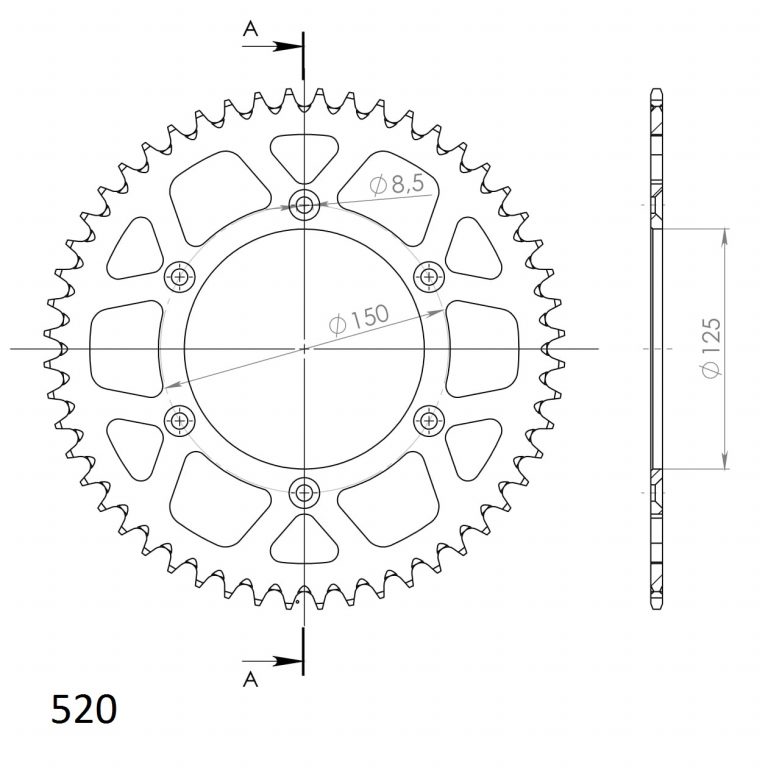 Supersprox Aluminium Rear Sprocket 49T Black KTM|HSQ 125-701cc