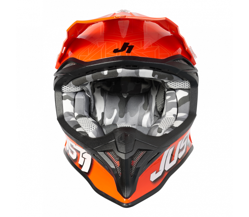 Just1 J39 Kinetic MX Helmet Camo Grey/Red/Fluo Orange