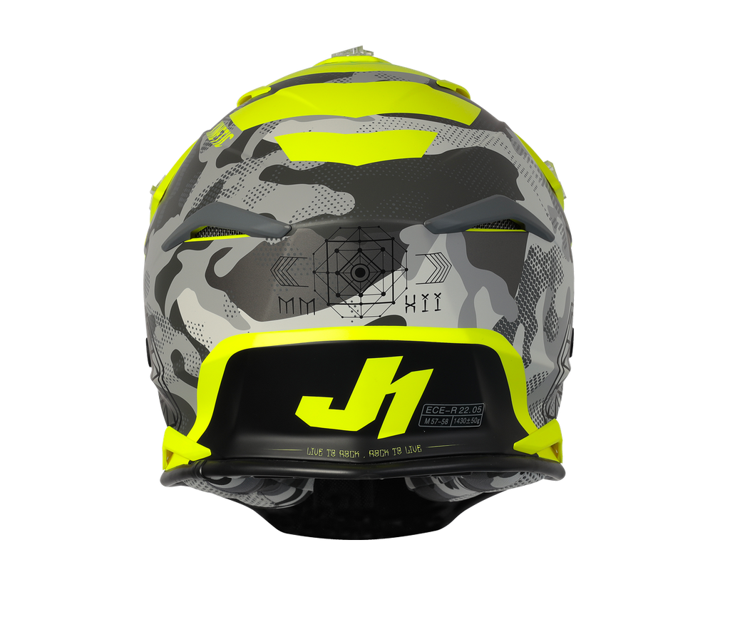 Just1 J39 Kinetic MX Helmet Camo Red/Lime/Fluo Yellow