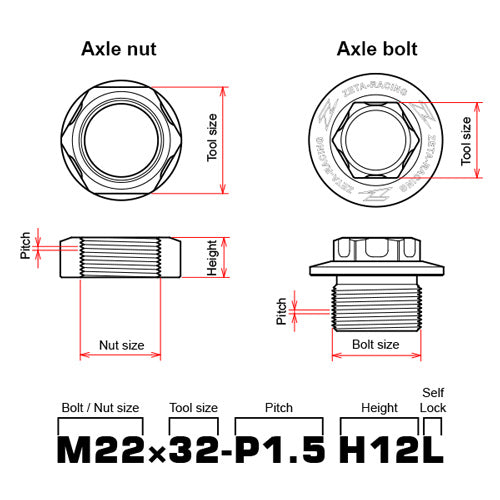 Zeta Front Axle Bolt KTM|Husqvarna|GasGas Husky Orange