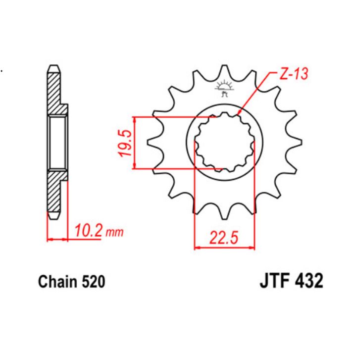 JT Sprocket Front JTF432 13T