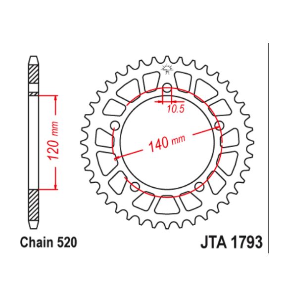 JT Sprocket Rear JTA1793 43T Racelite Aluminium