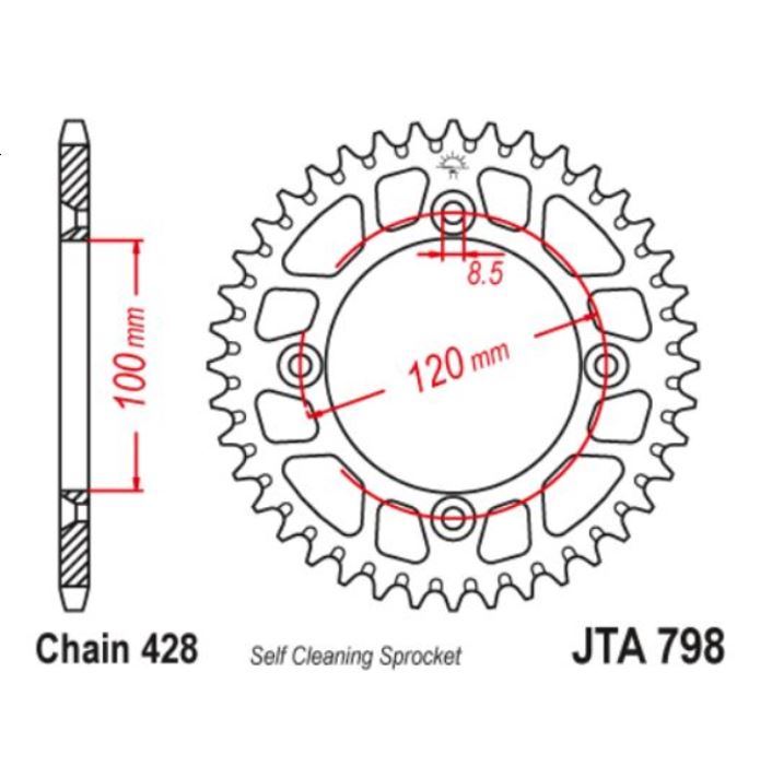 JT Sprocket Rear JTA798 50T Racelite Aluminium