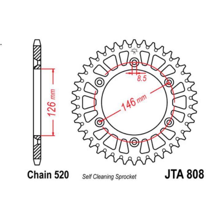 JT Sprocket Rear JTA808 50T Racelite Aluminium