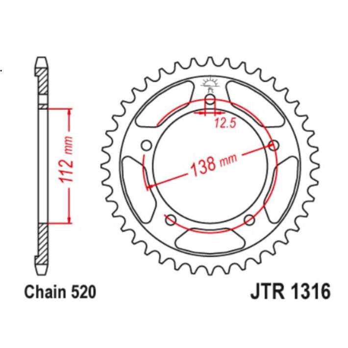 JT Sprocket Rear JTR1316 43T