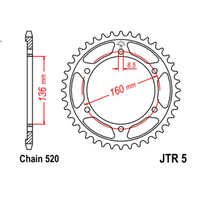 JT Sprocket Rear JTR5 44T