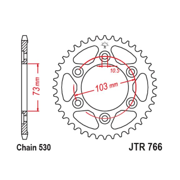 JT Sprocket Rear JTR766 43T