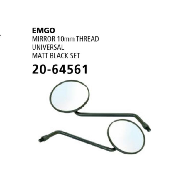 Emgo Round Mirror Universal 10mm Matt Black ea