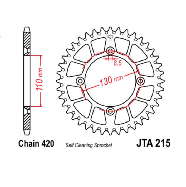 JT Sprocket Rear JTR251 48T Self Cleaning