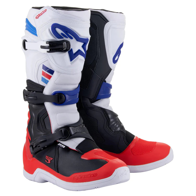 Alpinestars Tech 3 MX Boots White/Bright Red/Dark Blue