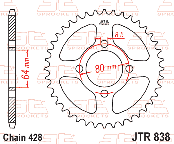 Motrix 44T Rear Sprocket YBR 125