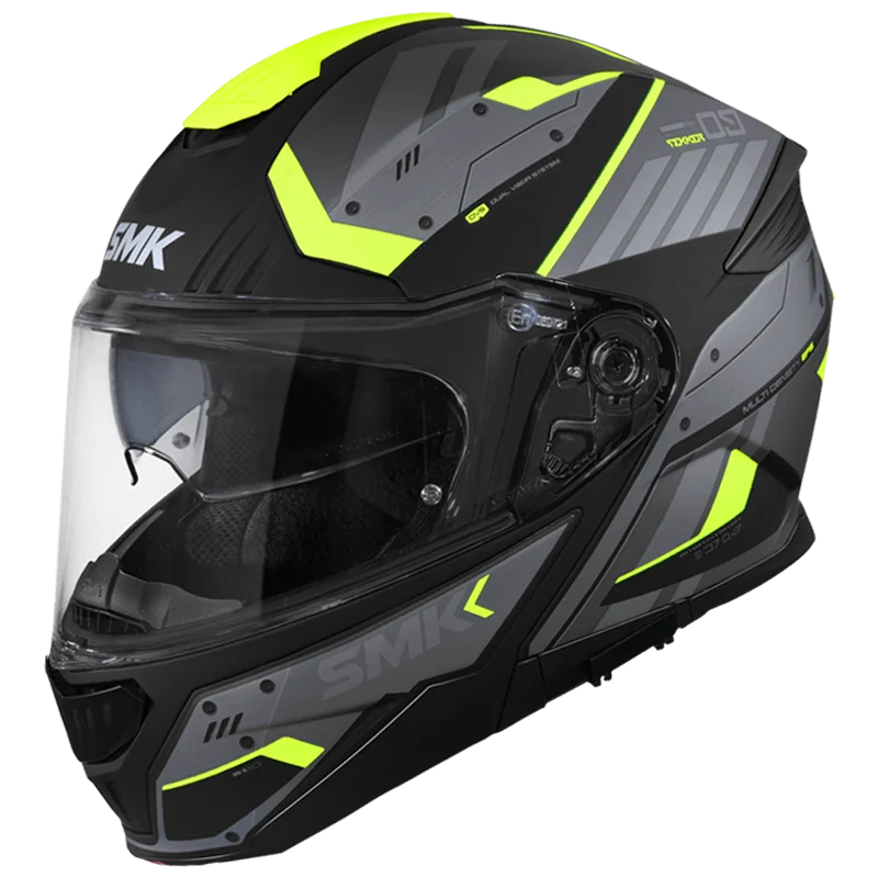 SMK Gullwing Flip Up Helmet Tekker Black/Yellow/Grey