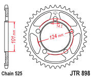 JT Sprocket Rear JTR898 38T