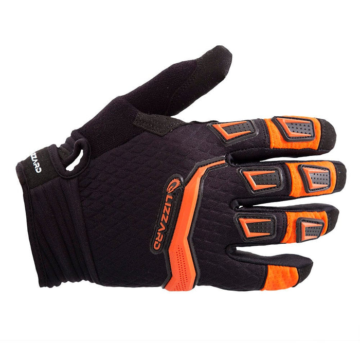 Lizzard Knuckle Long Finger Gloves Black/Orange