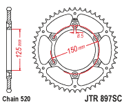 JT Sprocket Rear JTR897 52T SC