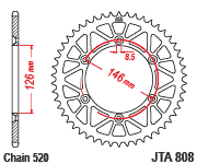 JT Sprocket Rear JTA808 47T Racelite Aluminium