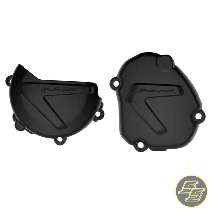 Polisport Clutch & Ignition Cover Protector Kit Yamaha YZ125 '08-21 Black