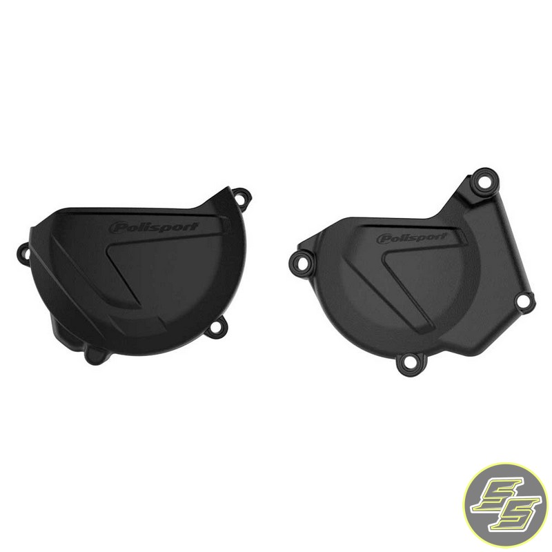 Polisport Clutch & Ignition Cover Protector Kit Yamaha YZ250 '08-21 Black