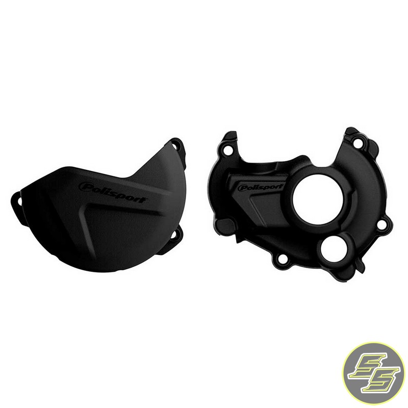 Polisport Clutch & Ignition Cover Protector Kit Yamaha YZ250F '14-18 Black