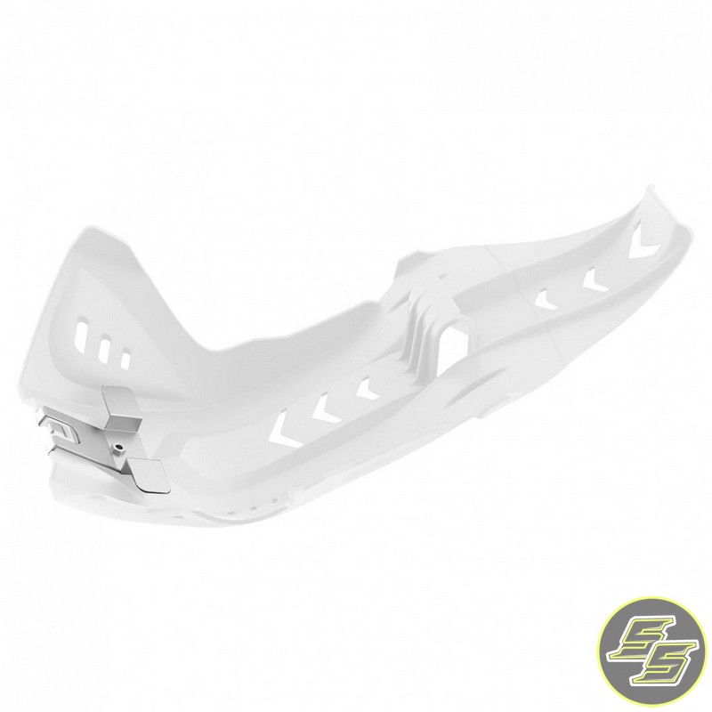 Polisport Fortress Skid Plate w Linkage Guard KTM SX Husq FC|FE '16-19 White