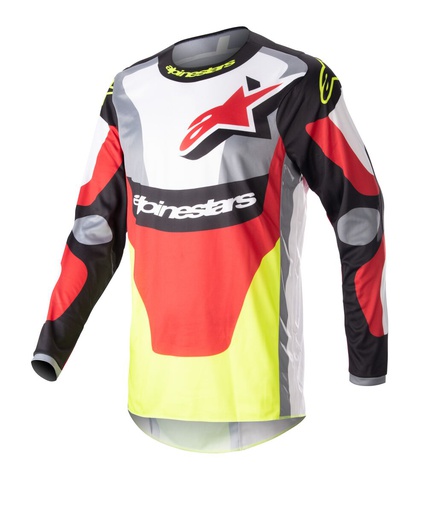 [ALP-3762223-1125] Alpinestars Fluid Agent Jersey Black/Mars Red/Yellow Fluo