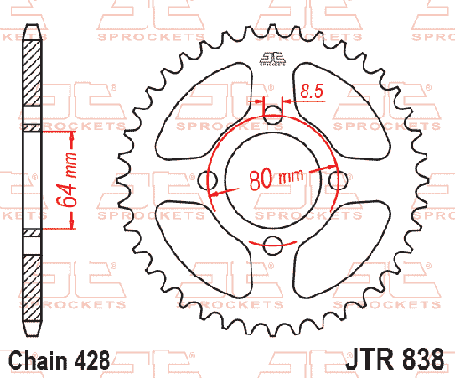 [MTX-95R-0838-44] Motrix 44T Rear Sprocket YBR 125