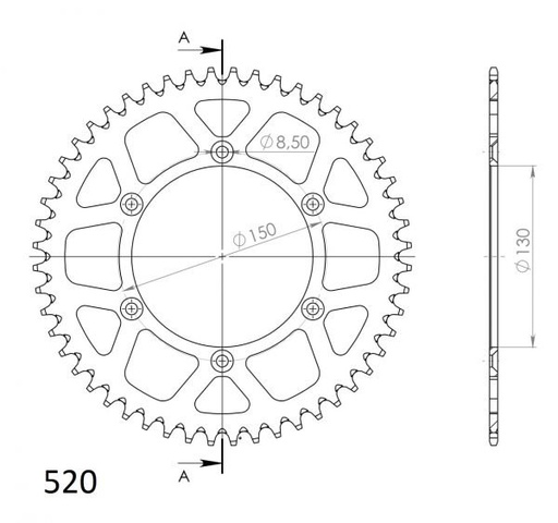 [SSX-RAL-245-48-BLU] Supersprox Aluminium Rear Sprocket 48T Blue WR|YZ|F 125/250/450 '97-