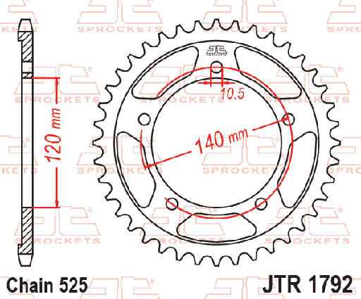 [JT-JTR1792.43] JT Sprocket Rear JTR1792 43T