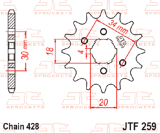 [MTX-95F-0259-16] Motrix Front Sprocket 0259-16T