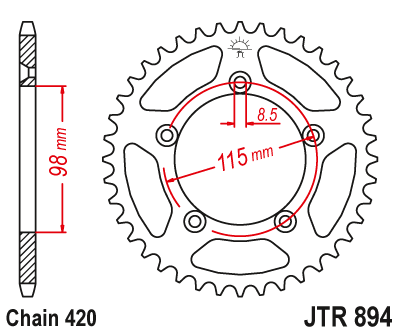 [JT-JTR894.48] JT Sprocket Rear JTR894 48T (KTM 65)