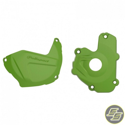 [POL-90950] Polisport Clutch & Ignition Cover Protector Kit Kawasaki KX250F '13-16 Green