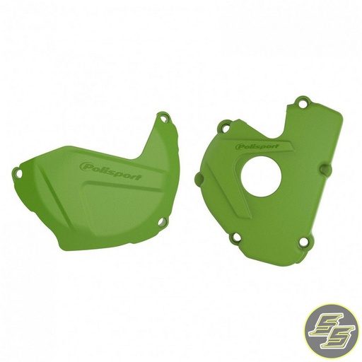 [POL-90952] Polisport Clutch & Ignition Cover Protector Kit Kawasaki KX250F '17-21 Green