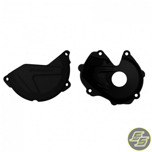 [POL-90953] Polisport Clutch & Ignition Cover Protector Kit Kawasaki KX450F '16-18 Black