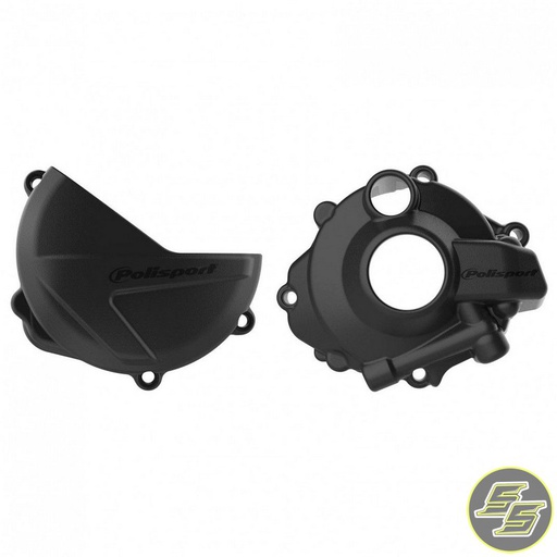 [POL-90957] Polisport Clutch & Ignition Cover Protector Kit Honda CRF250R '18-21 Black