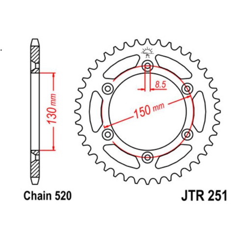 [JT-JTR251.49] JT Sprocket Rear JTR251 49T