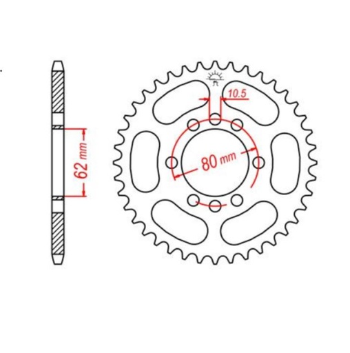 [EMG-95-72548] Emgo Sprocket Rear Yamaha DT125/TW200