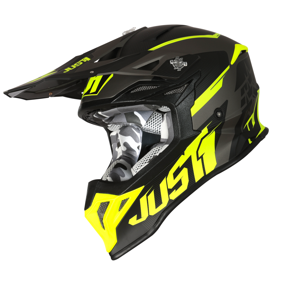 Just1 J39 Stars MX Helmet Black/Fluo Yellow/Titanium