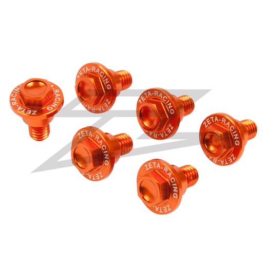 [ZET-88-9503] Zeta Fork Guard Bolt Set 6pc KTM / Husqvarna Orange